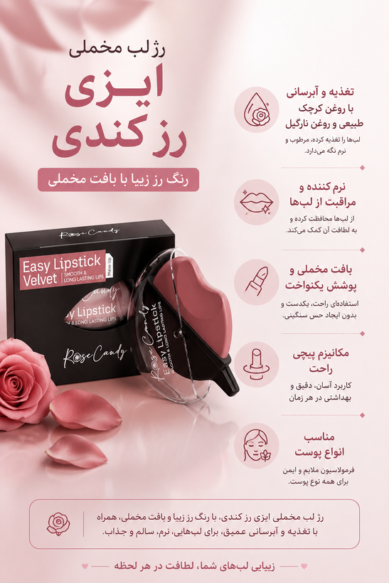 رژ لب رنگ مخملی (ولوت) 7 گرم رز کندی