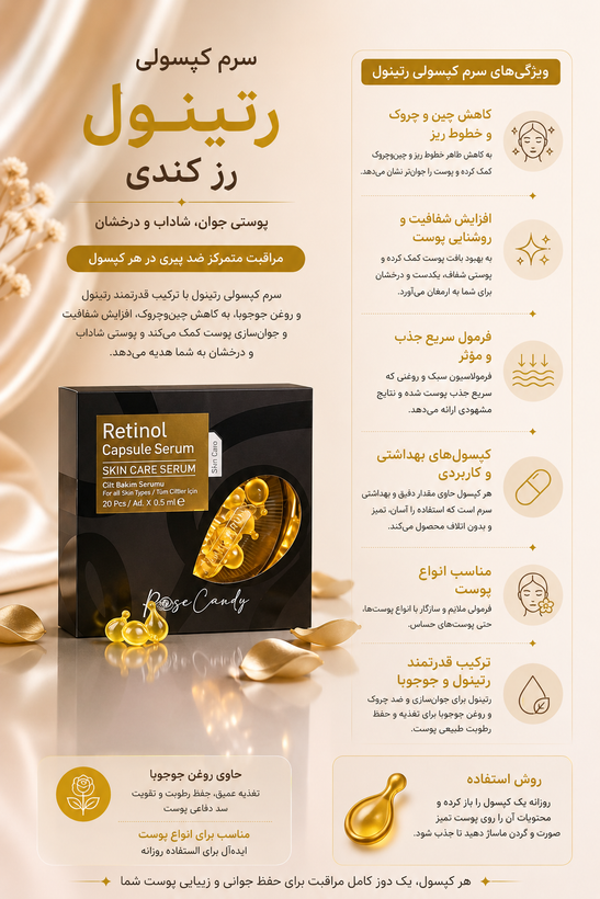 سرم کپسولی رتینول (20 عدد کپسول 0.5 میل) رزکندی