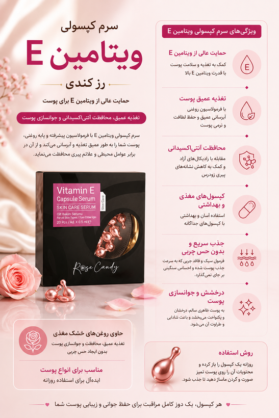 سرم کپسولی ویتامین E (20عدد کپسول 0.5 میل) رزکندی