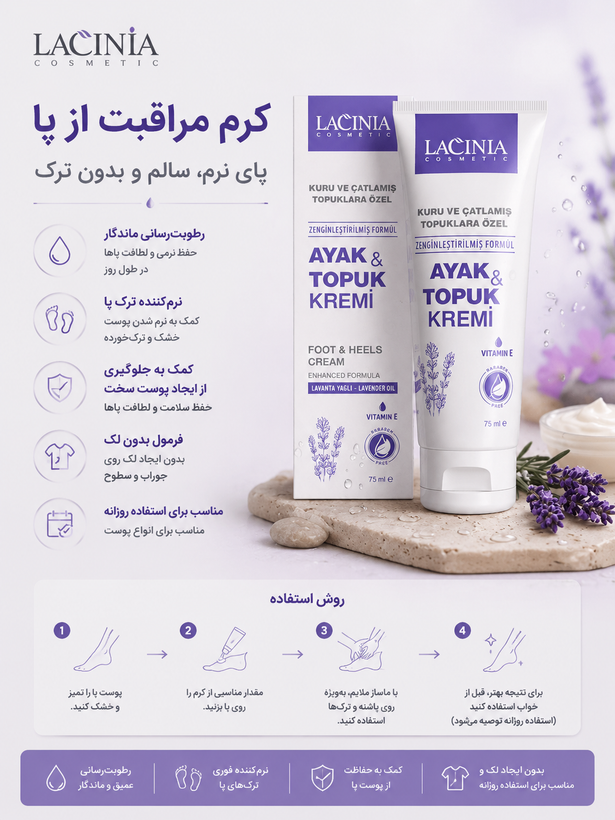 کرم مراقبت از پا ٧٥ میلیلیتر لاسینیا