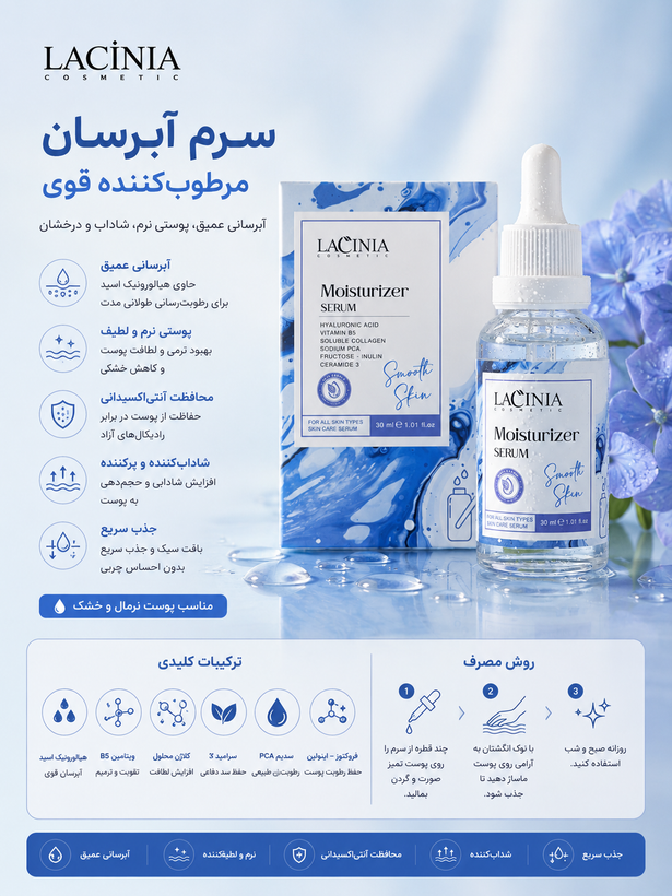 سرم مرطوبکننده آبرسان 30 میل لاسینیا