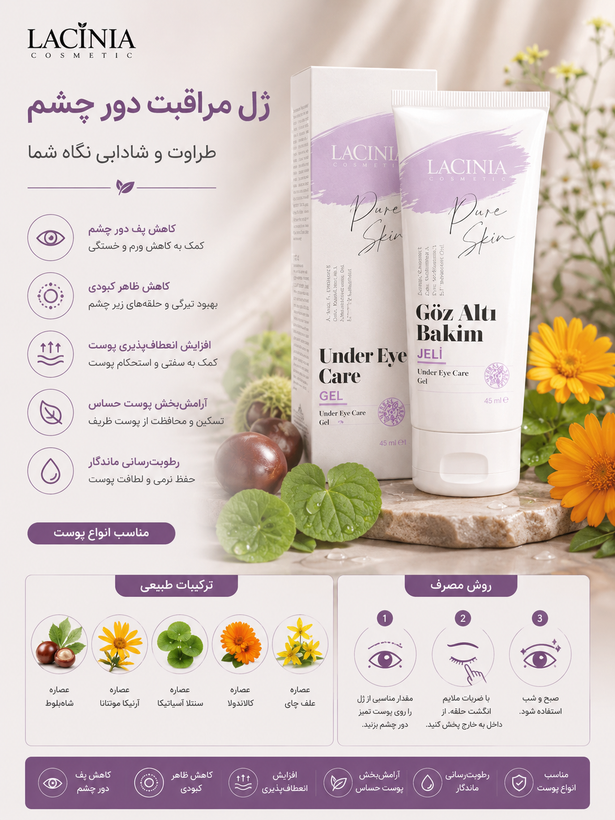 ژل مراقبت از زیر چشم ۴۵ میل لاسینیا
